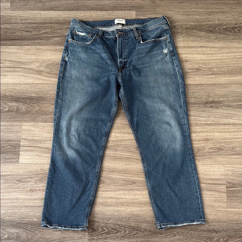 Agolde Blue High Rise Cropped Jeans 31 Distressed Denim Casual streetwear